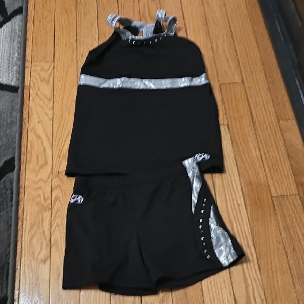 Black and Silver Athletic Tank and Shorts Set